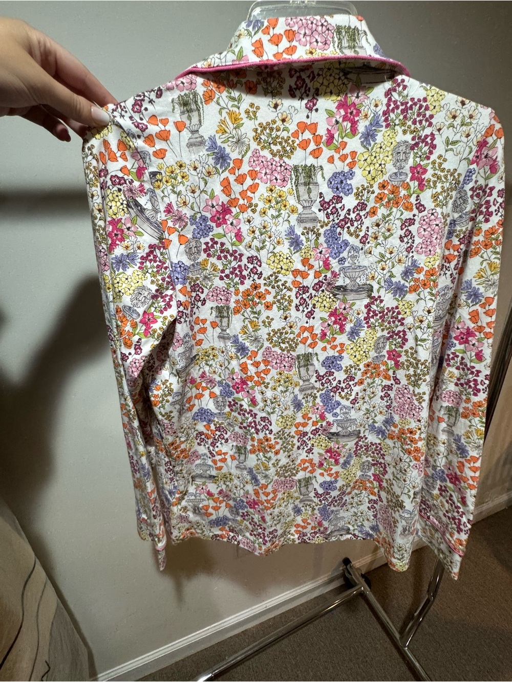 BedHead Women’s Floral Pajama Set - White with Pink, Orange, Purple & Green - Picture 6 of 8